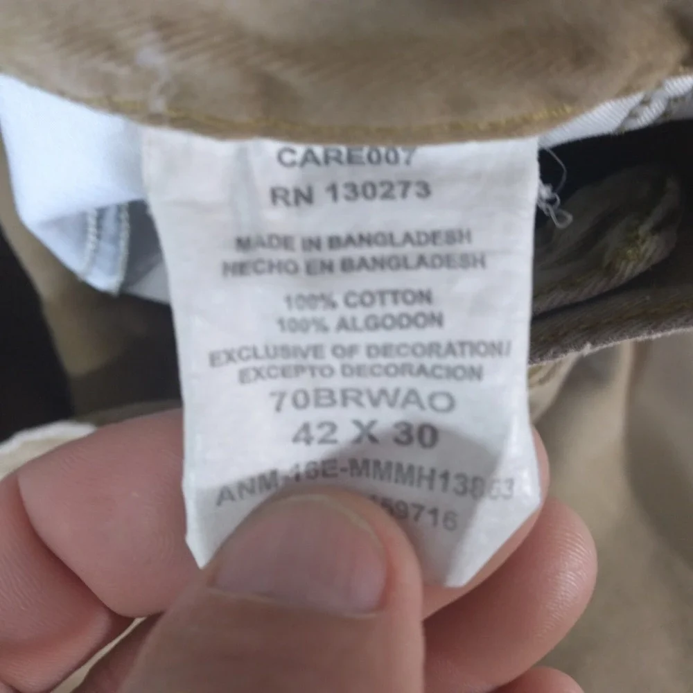 Wrangler cargo pants men's 42 x 30 light brown cotton outdoor camping hiking